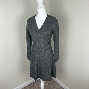 Madewell Bridgewalk Gray Long Sleeve Fit and Flare Dress